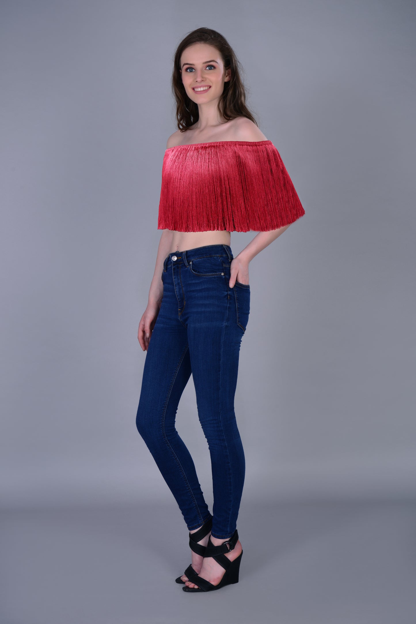 Off shoulder Fringe top