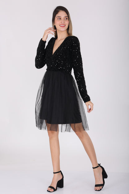 Black Sequin Net dress