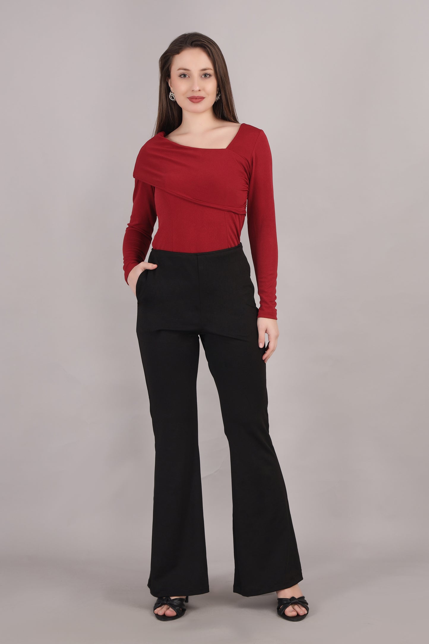 Maroon Crepe Top