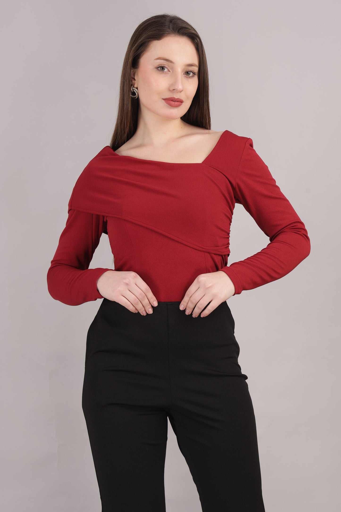 Maroon Crepe Top