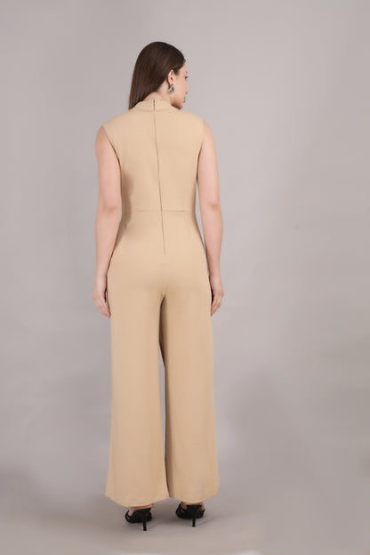 Beige Crepe Jumpsuit