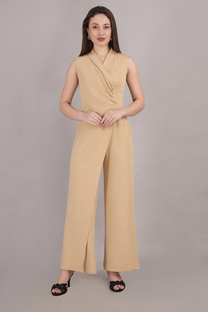 Beige Crepe Jumpsuit