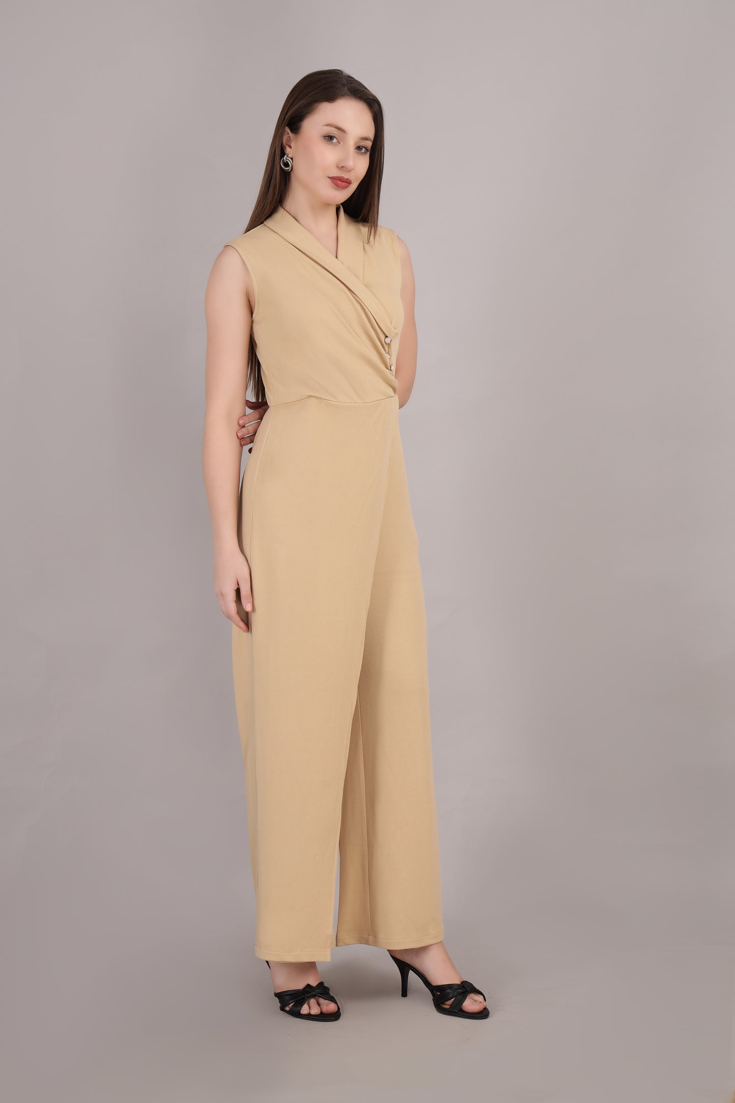 Beige Crepe Jumpsuit