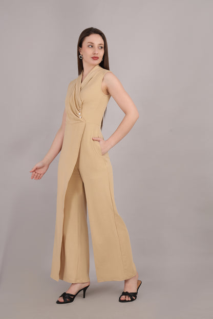 Beige Crepe Jumpsuit