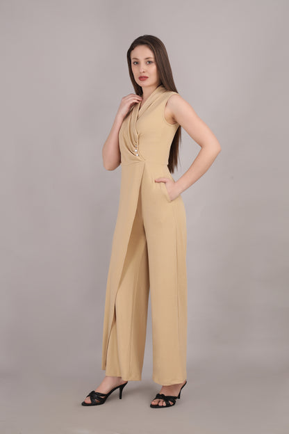 Beige Crepe Jumpsuit