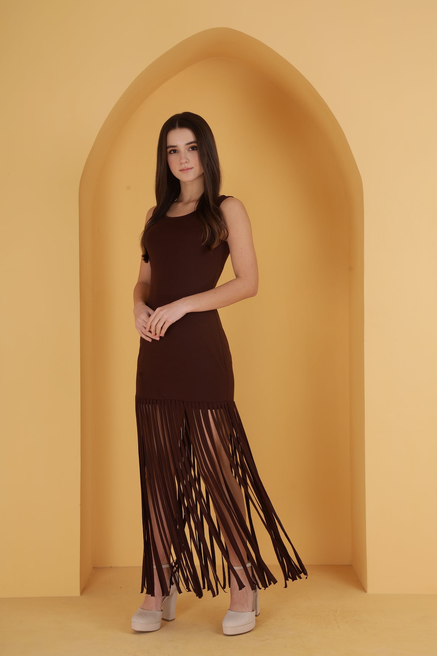 Brown Cutout Dress