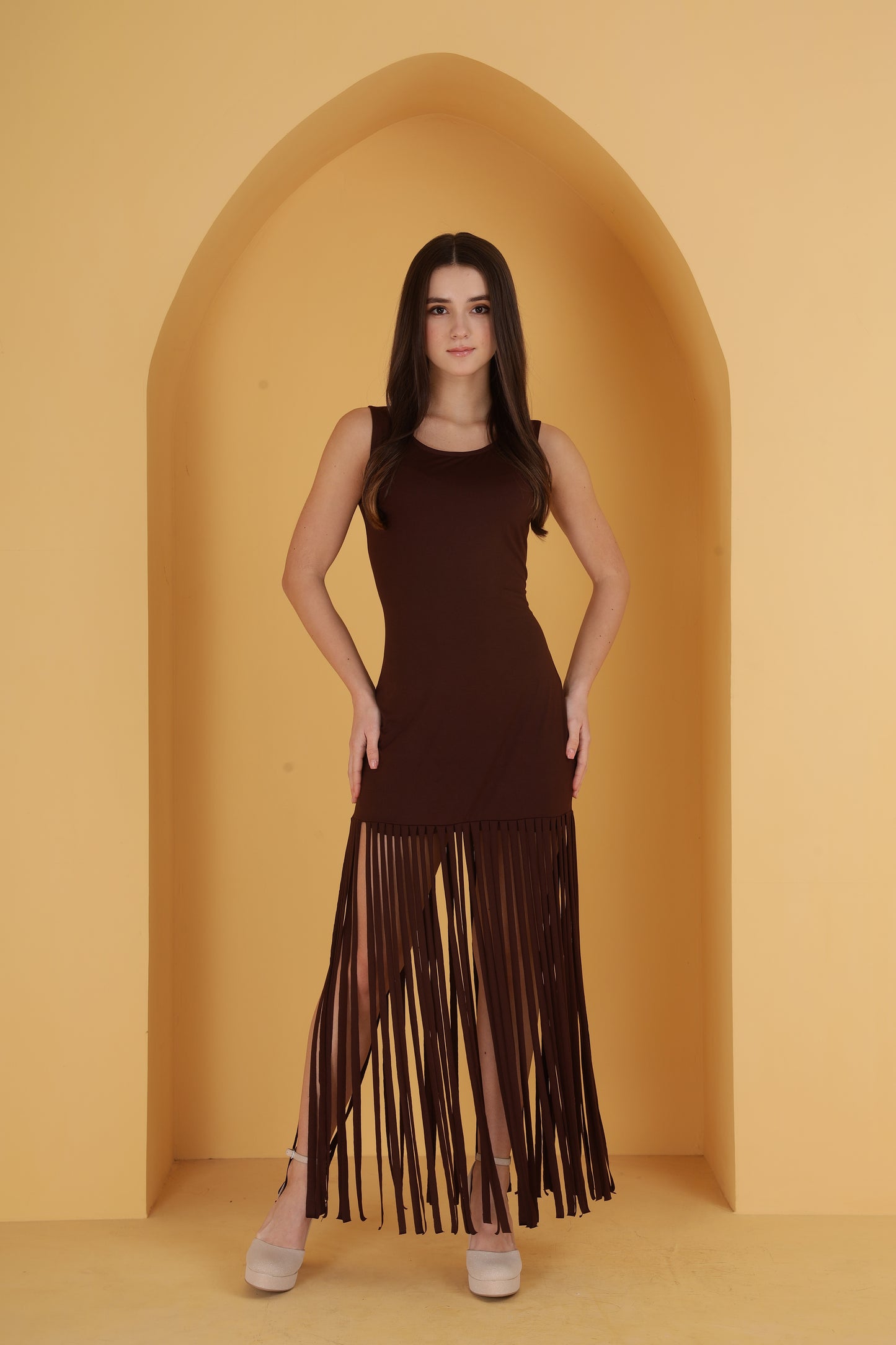 Brown Cutout Dress
