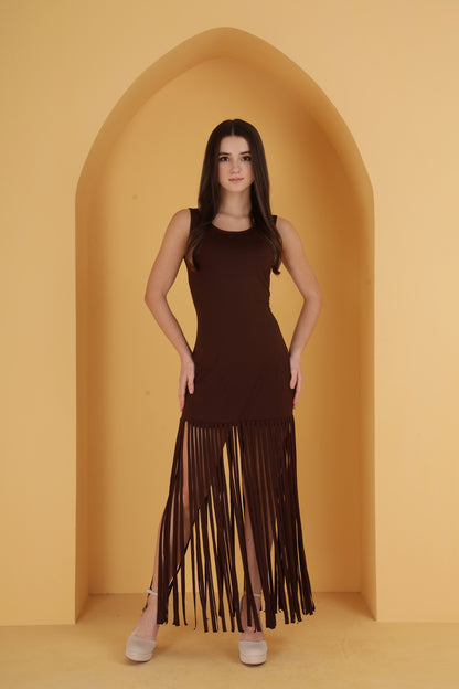 Brown Cutout Dress