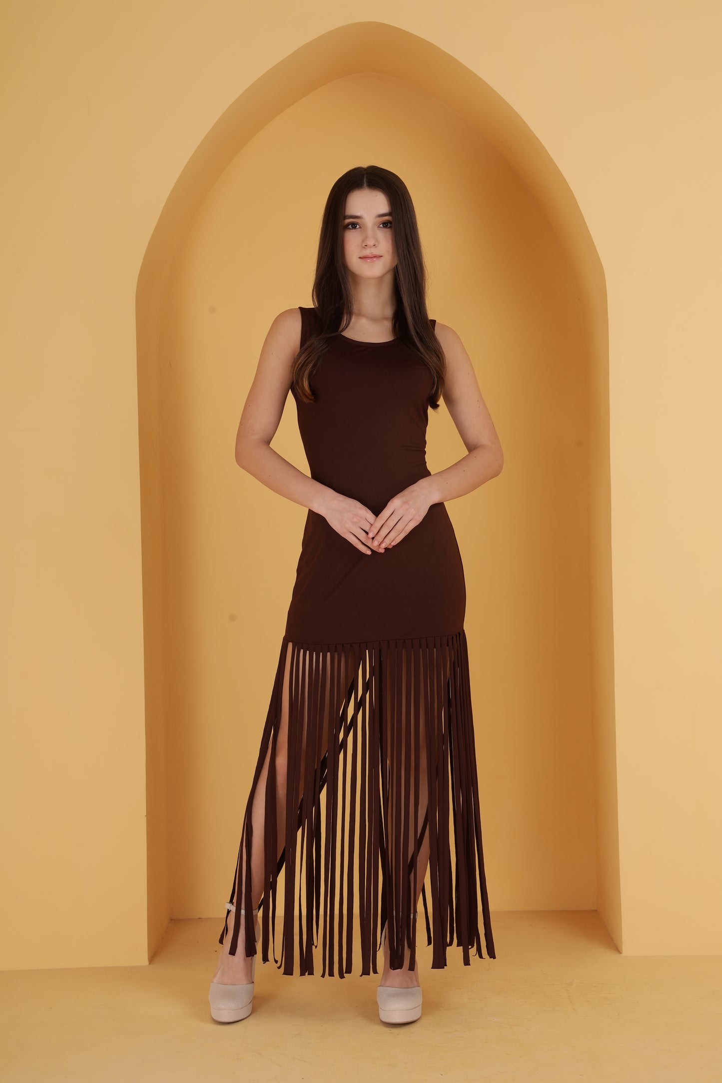 Brown Cutout Dress