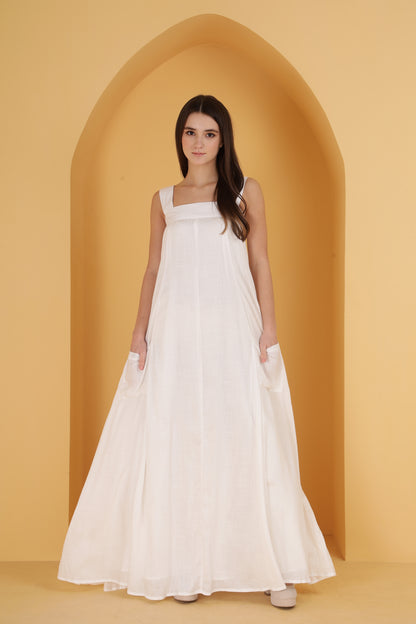 White Flowy A line dress