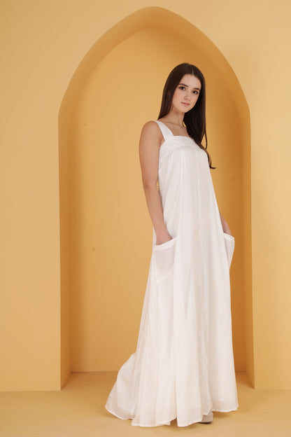 White Flowy A line dress