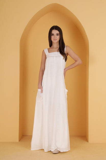 White Flowy A line dress