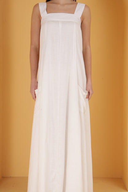 White Flowy A line dress
