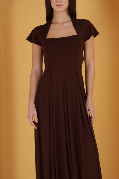 Brown Neck cutout dress