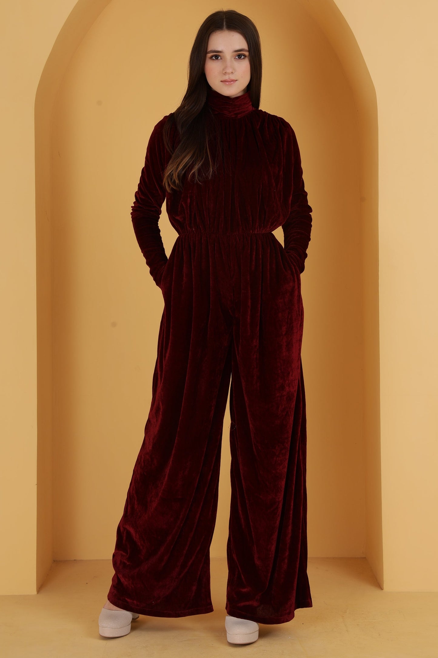 Velvet Royale Maroon Jumpsuit