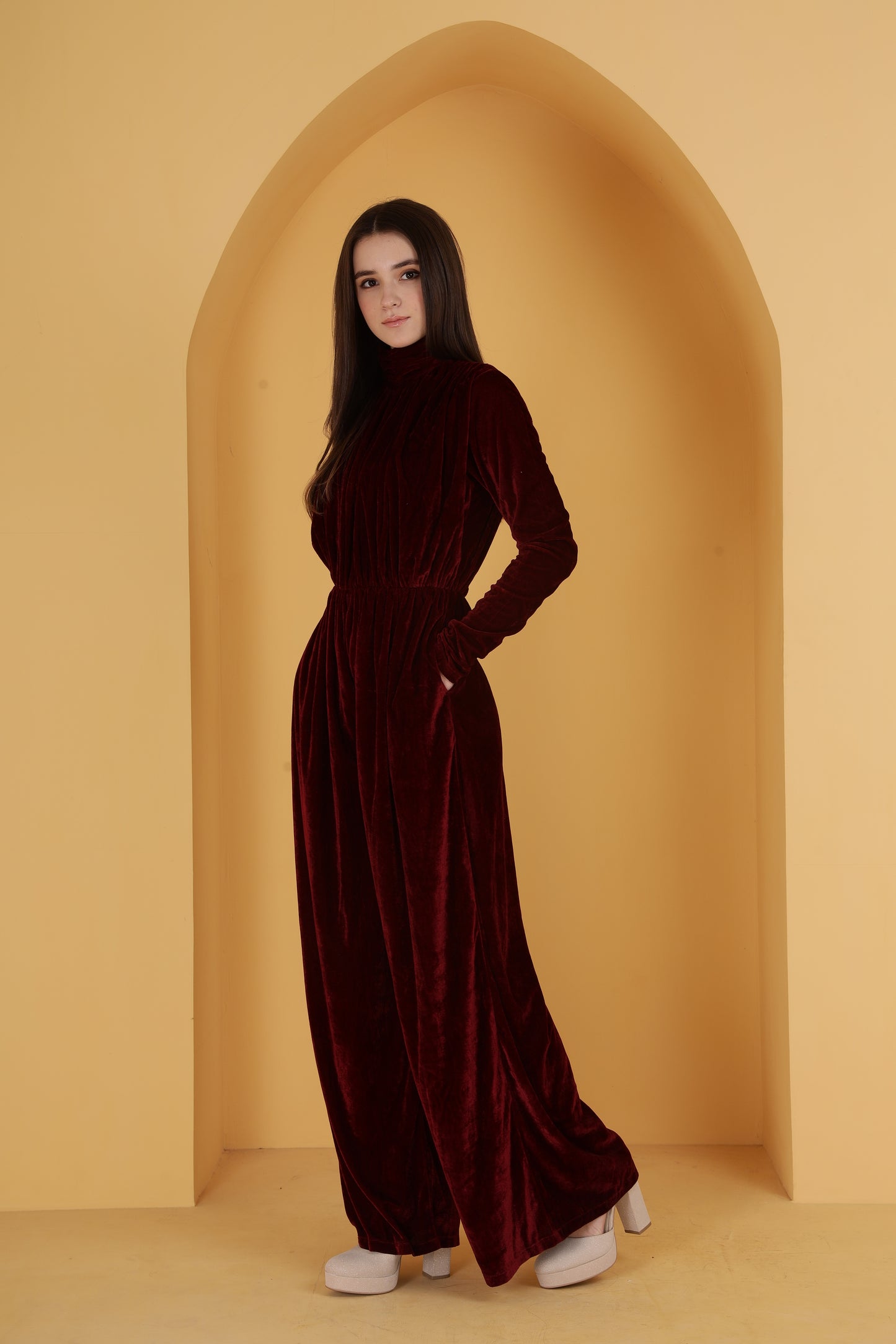 Velvet Royale Maroon Jumpsuit