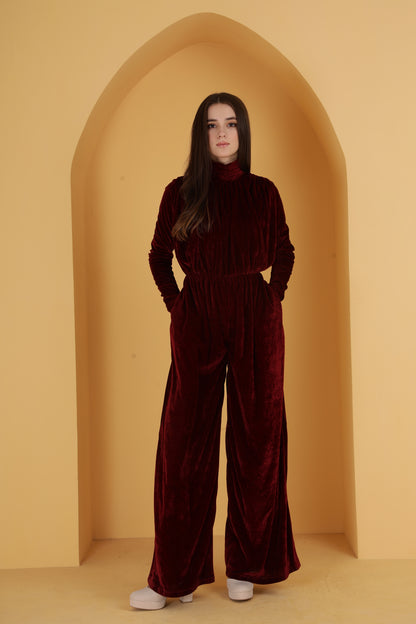 Velvet Royale Maroon Jumpsuit