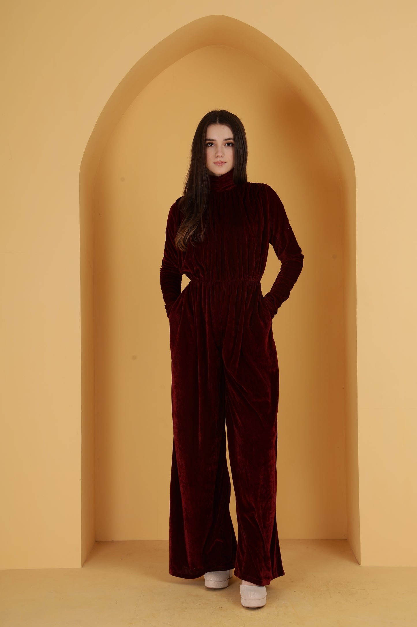 Velvet Royale Maroon Jumpsuit