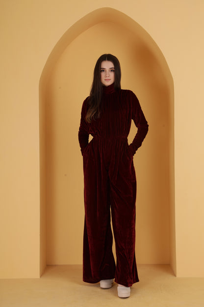 Velvet Royale Maroon Jumpsuit