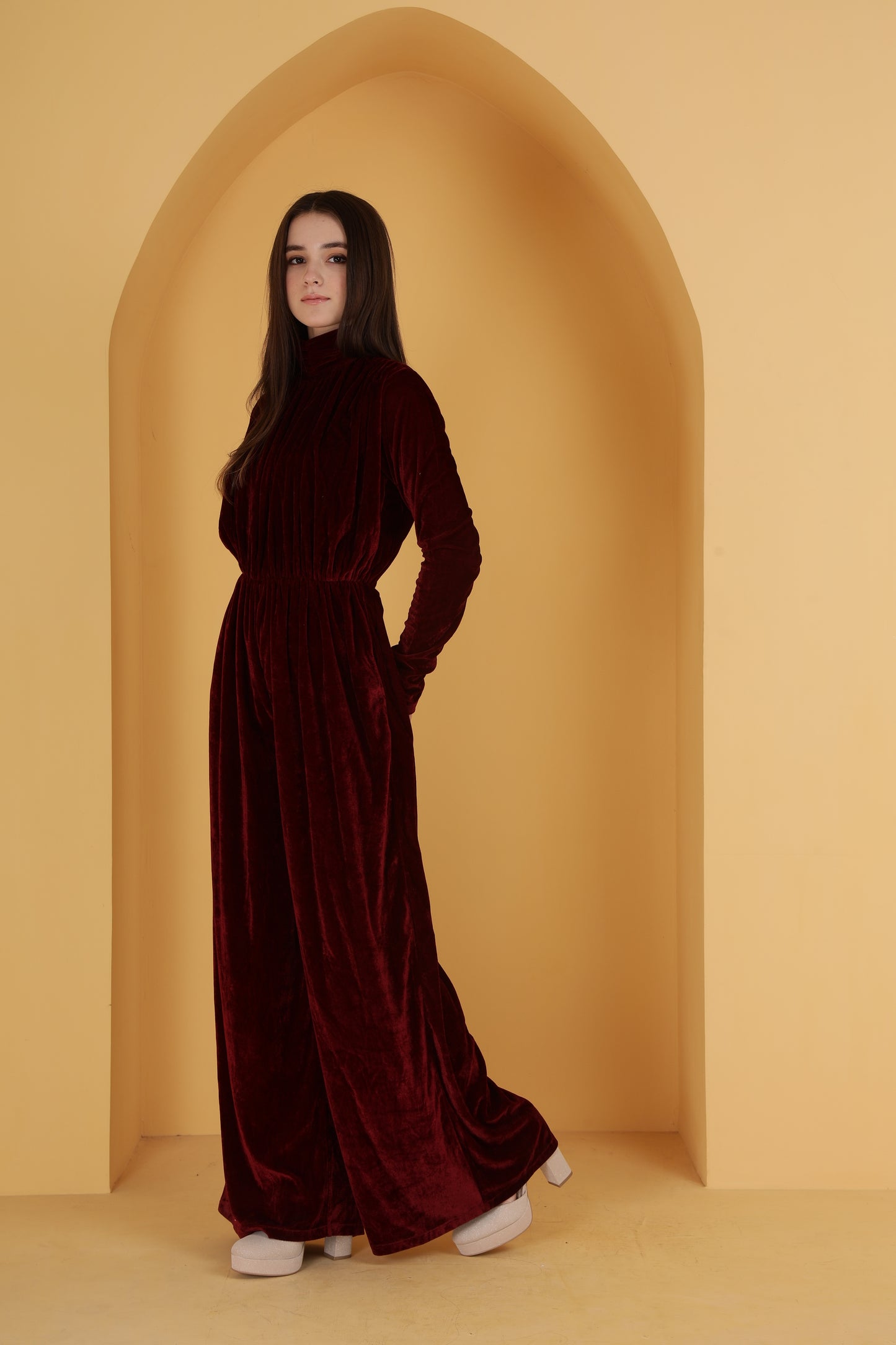 Velvet Royale Maroon Jumpsuit