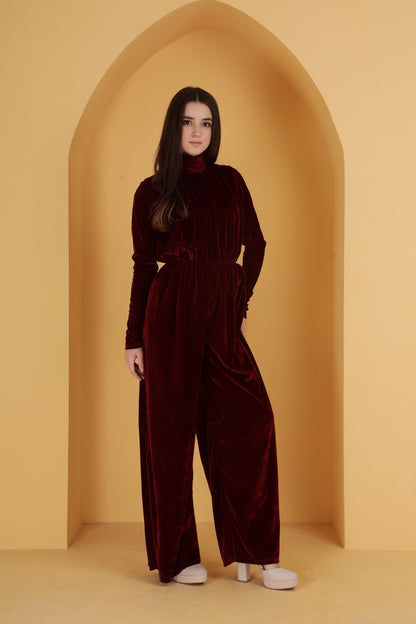 Velvet Royale Maroon Jumpsuit