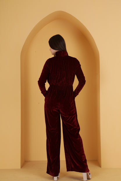 Velvet Royale Maroon Jumpsuit