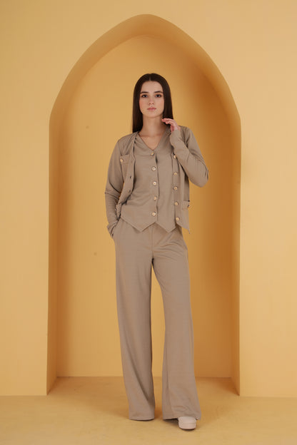 Rib 3 Piece button co-ord set