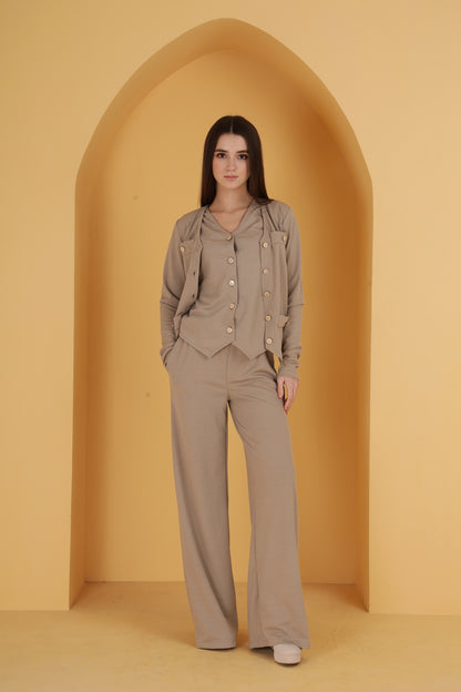 Rib 3 Piece button co-ord set