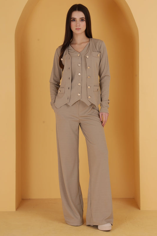 Rib 3 Piece button co-ord set