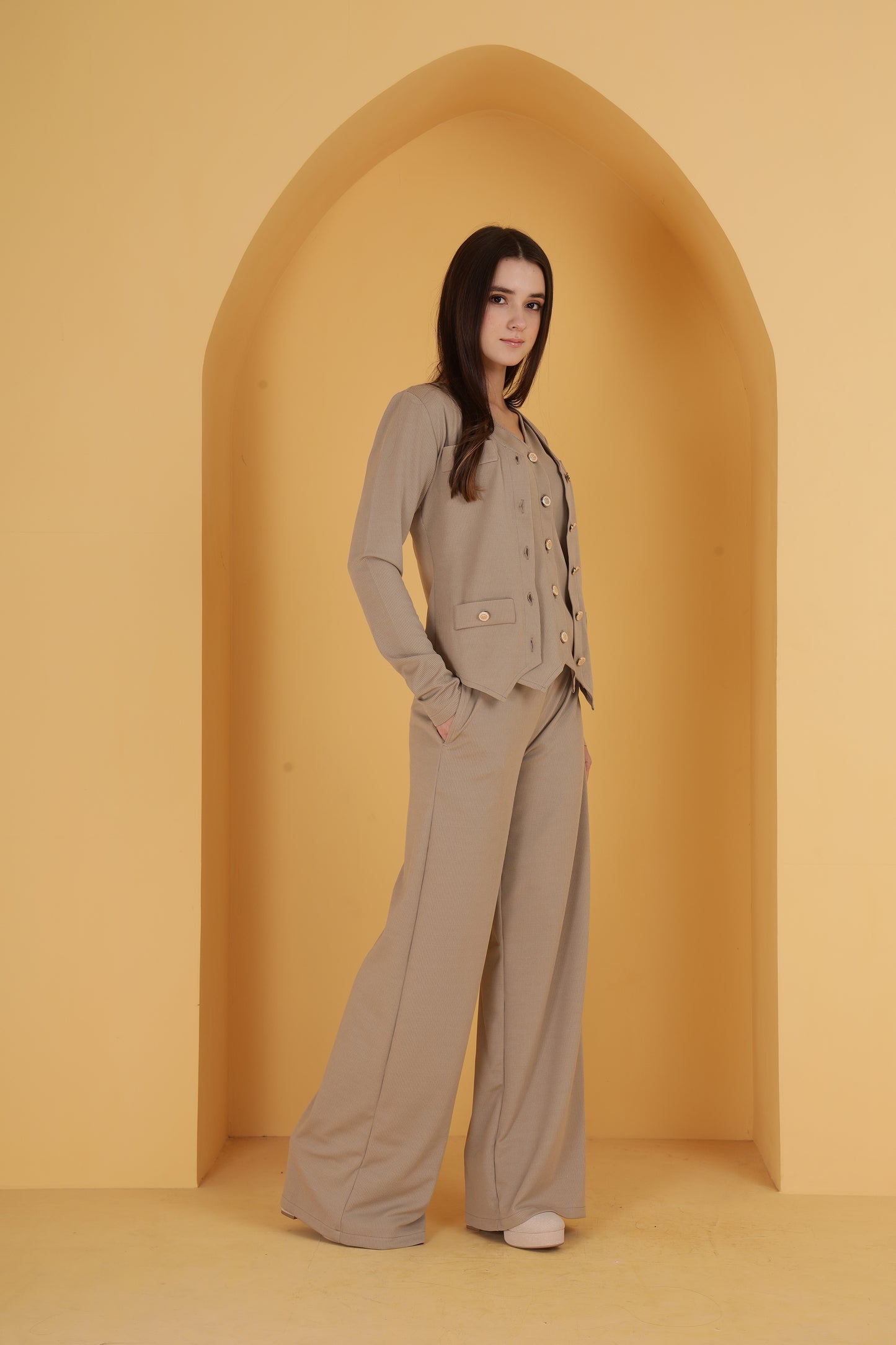 Rib 3 Piece button co-ord set