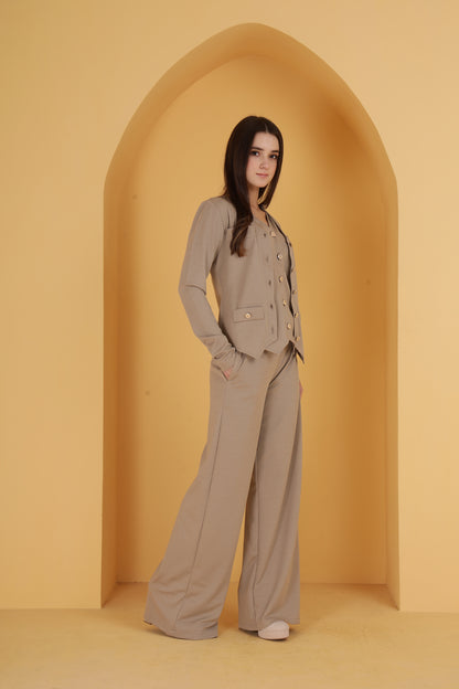 Rib 3 Piece button co-ord set