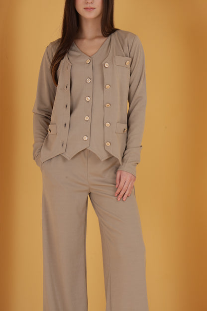 Rib 3 Piece button co-ord set