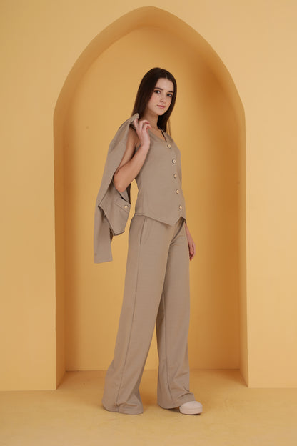 Rib 3 Piece button co-ord set