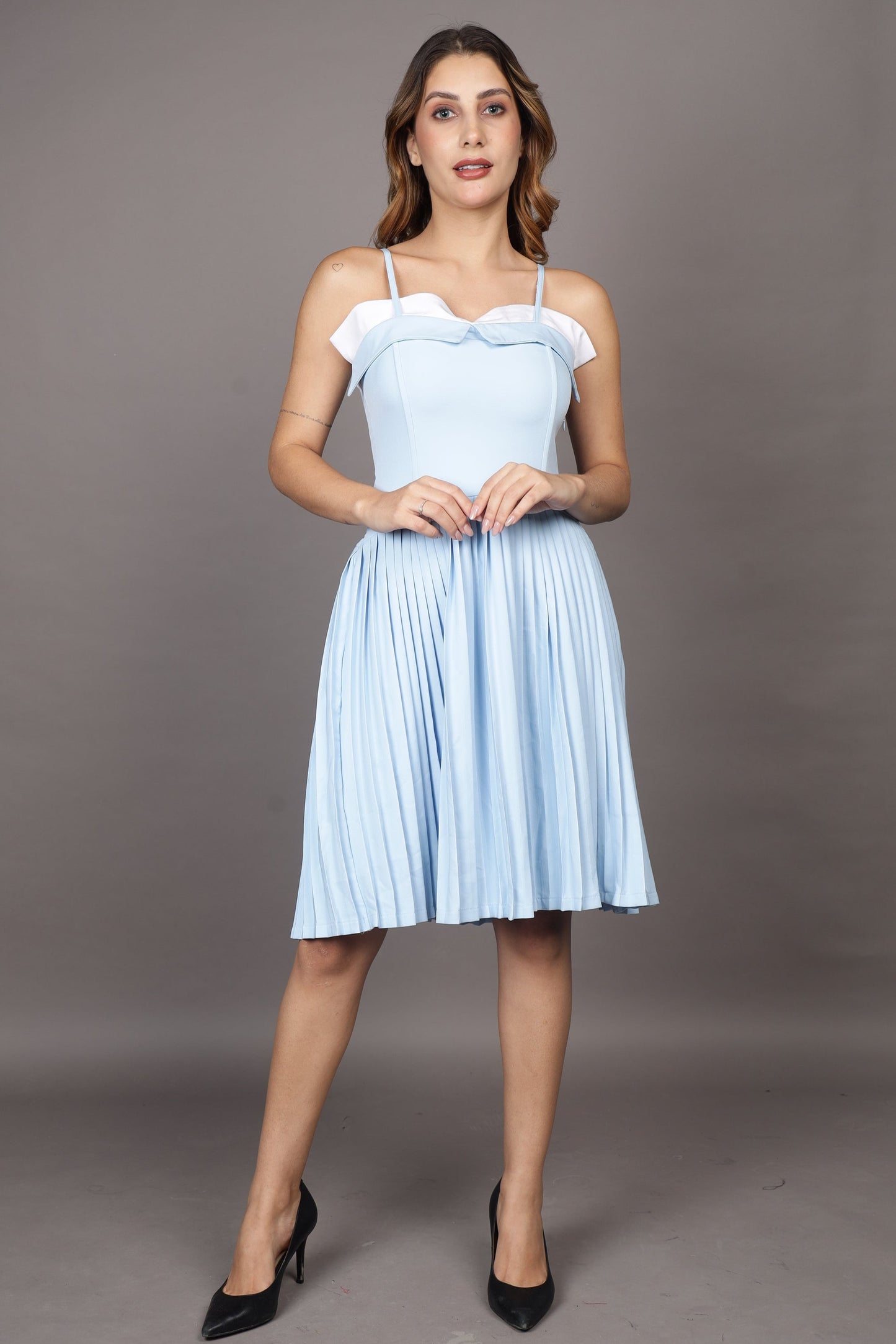 Blue Pleated dress