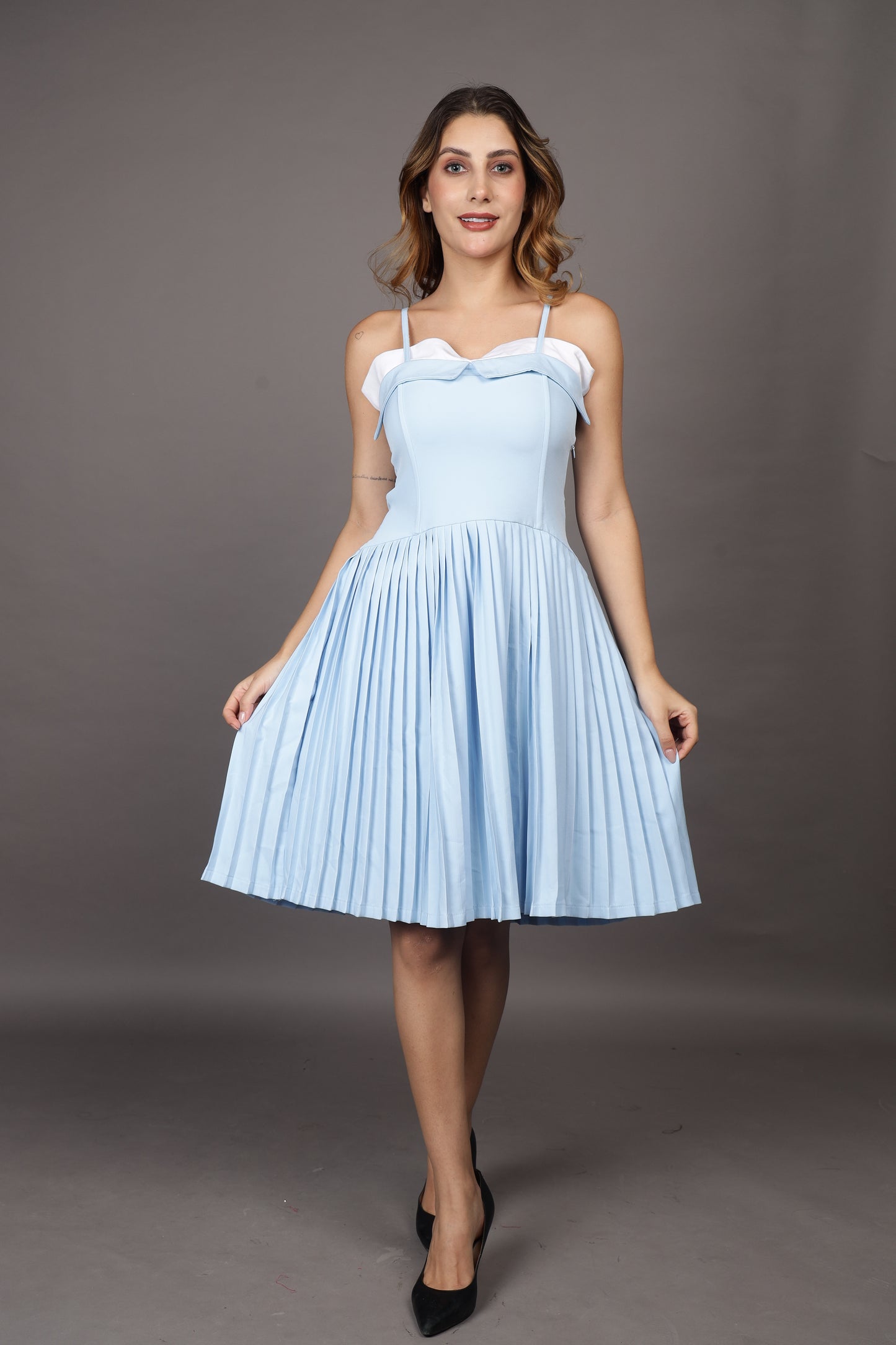Blue Pleated dress