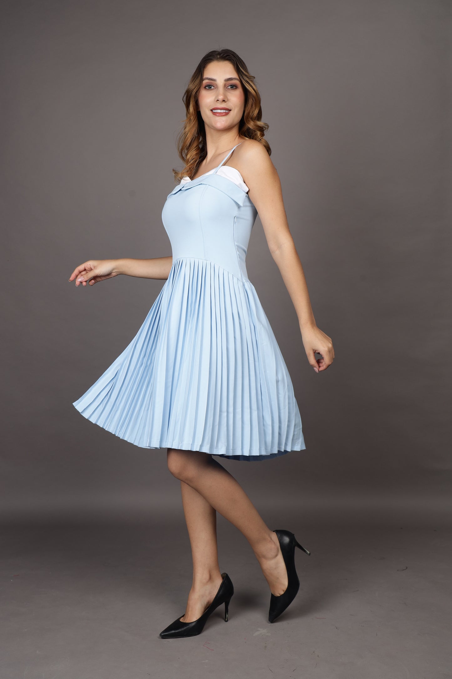 Blue Pleated dress