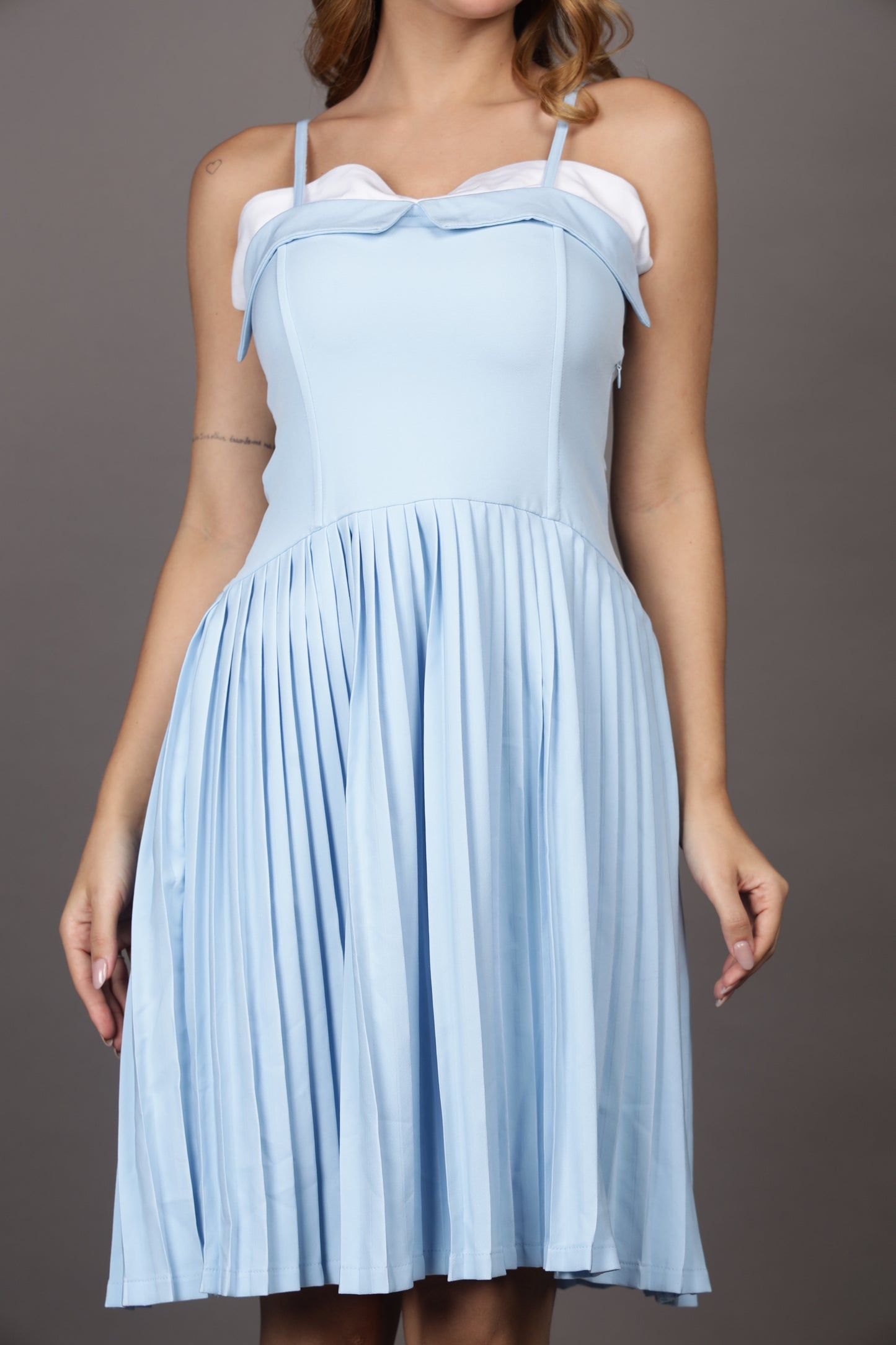 Blue Pleated dress