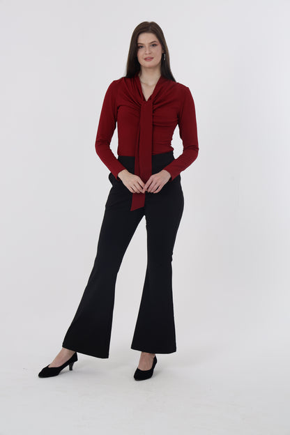 Maroon Front Tie Top