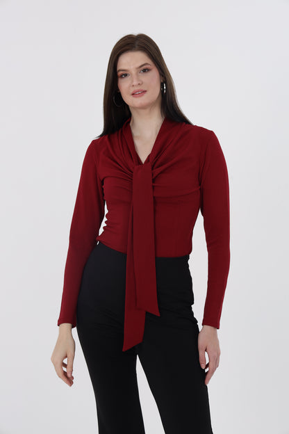 Maroon Front Tie Top