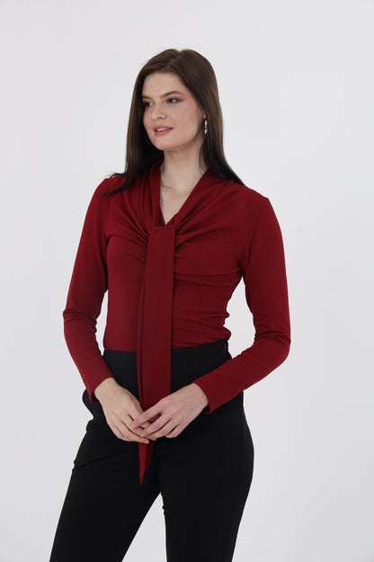 Maroon Front Tie Top