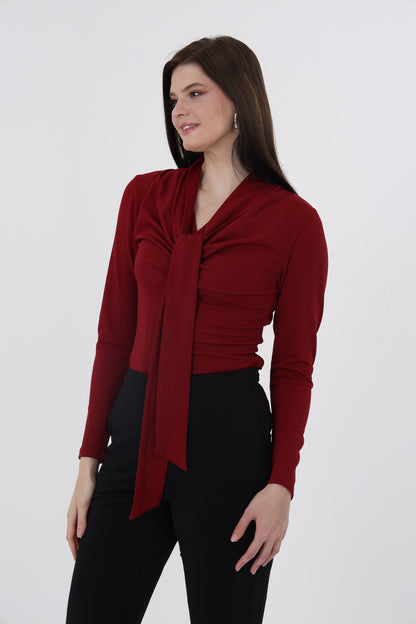 Maroon Front Tie Top