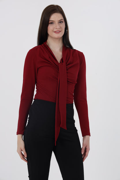 Maroon Front Tie Top