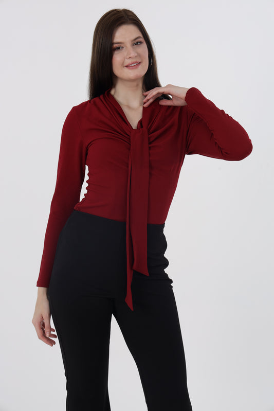 Maroon Front Tie Top