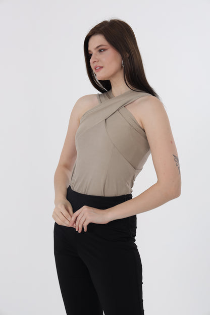 Beige Criss-Cross Top