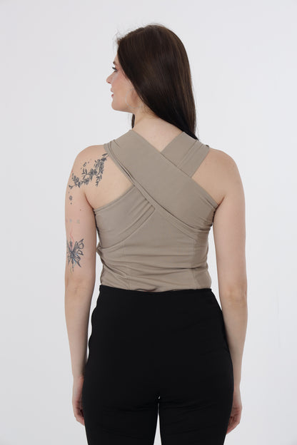 Beige Criss-Cross Top