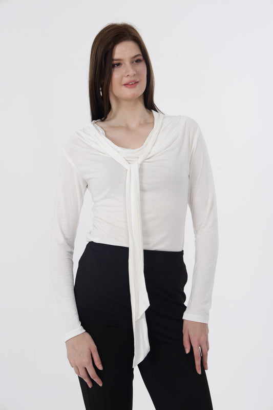 White Front Tie Top