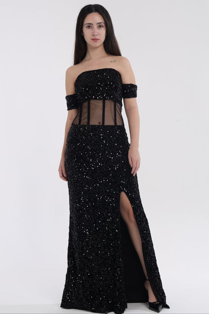 Black cocktail gown