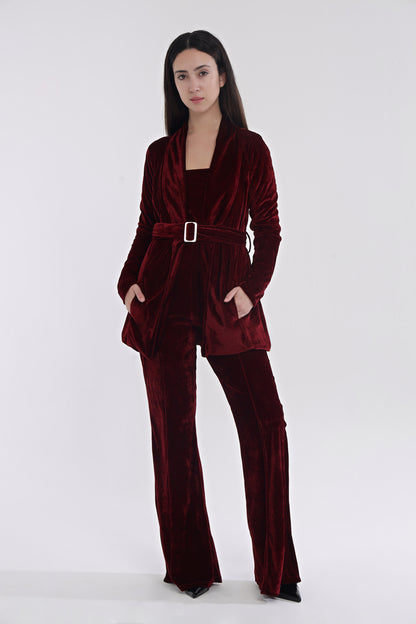 Velvet tube jumpsuit with jacket