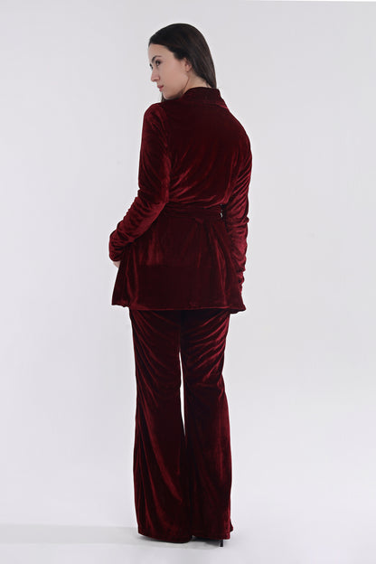 Velvet tube jumpsuit with jacket
