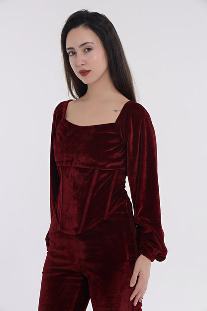 Velvet corset style top